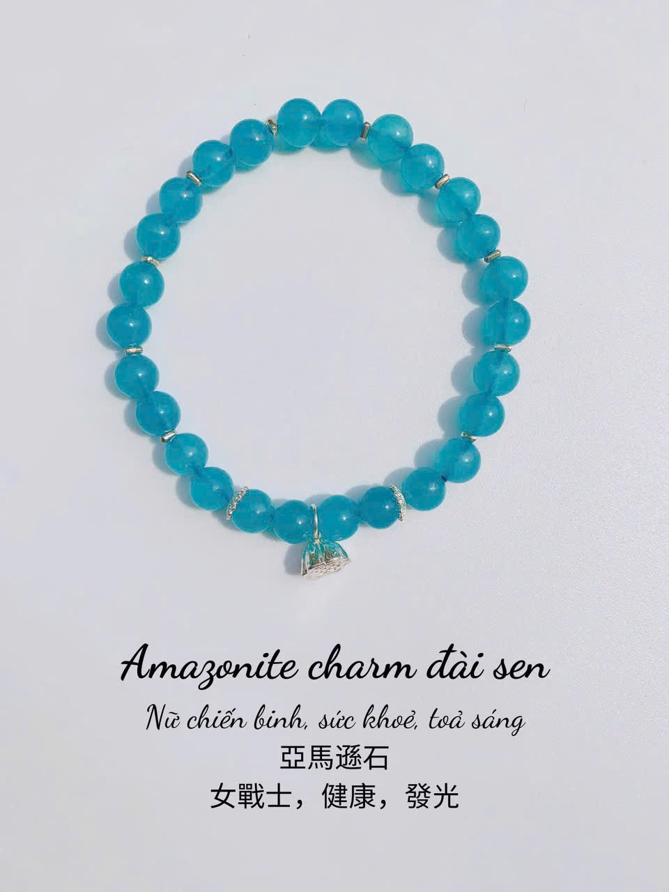 Vòng Amazonite charm đài sen